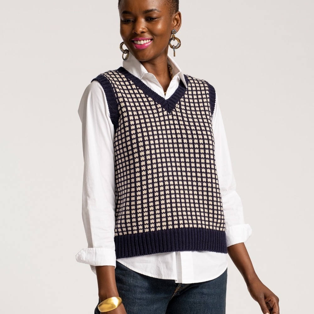 Frances Valentine EUC Archie Vest Navy Natural-XS